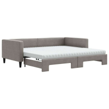vidaXL Tópszínű kihúzható szövet heverő matracokkal 100 x 200 cm ágy és ágykellék