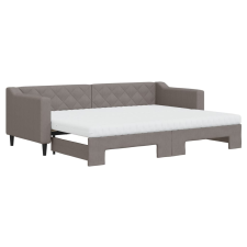 vidaXL tópszínű kihúzható szövet heverő matracokkal 80 x 200 cm (3197442) ágy és ágykellék