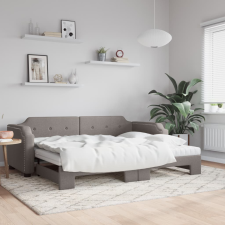 vidaXL tópszínű kihúzható szövet heverő matracokkal 90 x 200 cm ágy és ágykellék