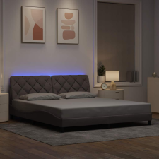 vidaXL tópszínű szövet ágykeret LED-ekkel matrac nélkül 180 x 200 cm ágy és ágykellék