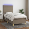 vidaXL tópszínű szövet rugós és LED-es ágy matraccal 100x200 cm