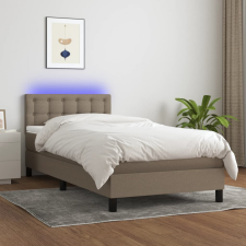 vidaXL Tópszínű szövet rugós és LED-es ágy matraccal 100x200 cm ágy és ágykellék
