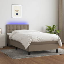vidaXL tópszínű szövet rugós és LED-es ágy matraccal 100x200 cm ágy és ágykellék