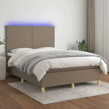 vidaXL tópszínű szövet rugós és LED-es ágy matraccal 140x190cm ágy és ágykellék
