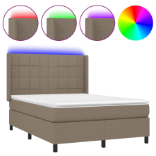 vidaXL tópszínű szövet rugós és LED-es ágy matraccal 140x190cm (3138313) ágy és ágykellék