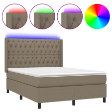 vidaXL tópszínű szövet rugós és LED-es ágy matraccal 140x190cm (3138553) ágy és ágykellék