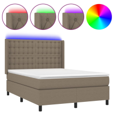 vidaXL tópszínű szövet rugós és LED-es ágy matraccal 140x190cm (3138633) ágy és ágykellék