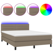 vidaXL tópszínű szövet rugós és LED-es ágy matraccal 140x200 cm (3133241) ágy és ágykellék