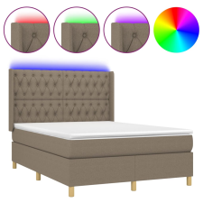 vidaXL tópszínű szövet rugós és LED-es ágy matraccal 140x200 cm (3139121) ágy és ágykellék