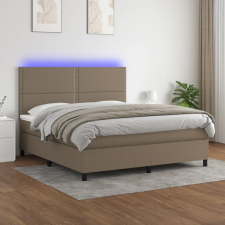 vidaXL tópszínű szövet rugós és LED-es ágy matraccal 160x200 cm ágy és ágykellék