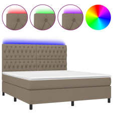 vidaXL tópszínű szövet rugós és LED-es ágy matraccal 160x200 cm (3135129) ágy és ágykellék