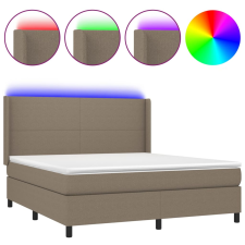 vidaXL tópszínű szövet rugós és LED-es ágy matraccal 160x200 cm (3138169) ágy és ágykellék