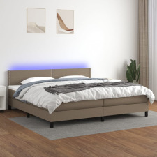 vidaXL Tópszínű szövet rugós és LED-es ágy matraccal 200 x 200 cm ágy és ágykellék