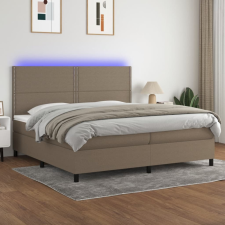 vidaXL tópszínű szövet rugós és LED-es ágy matraccal 200 x 200 cm ágy és ágykellék