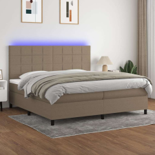 vidaXL tópszínű szövet rugós és LED-es ágy matraccal 200 x 200 cm ágy és ágykellék
