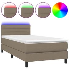 vidaXL tópszínű szövet rugós és LED-es ágy matraccal 90x190 cm (3133201) ágy és ágykellék