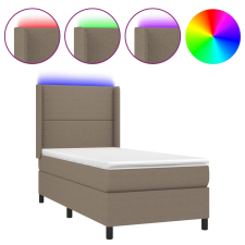 vidaXL tópszínű szövet rugós és LED-es ágy matraccal 90x200 cm (3138209) ágy és ágykellék