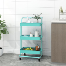 vidaXL türkiz 3 szintes vas és ABS konyhai kerekes kocsi 42x25x83,5 cm bútor