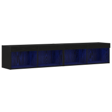 vidaXL TV Fali Szekrények LED Fénnyel 2 db Fekete Tölgy 80x30x30 cm (862205) bútor