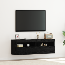 vidaXL TV faliszekrény LED világítással 2 db Fekete tölgy 60x30x40 cm bútor