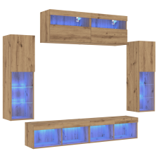 vidaXL TV faliszekrények LED világítással 2 db Kézműves tölgy 80x30x30 cm (3334381) bútor