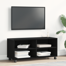 vidaXL TV Szekrény Fekete 90x35x35 cm Mérnöki Fa bútor