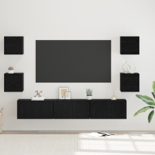 vidaXL TV szekrény garnitúra Egyéb tárolóval ajtóval 7 pcs Fekete tölgy bútor