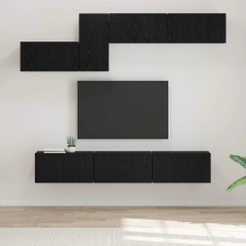 vidaXL TV szekrény garnitúra fiókkal 7 pcs Fekete tölgy Faanyag bútor