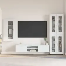 vidaXL TV szekrény garnitúra fiókkal FLORIN 3 pcs Fehér Faanyag bútor