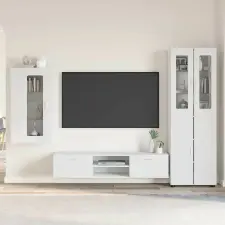 vidaXL TV szekrény garnitúra fiókkal FLORIN 3 pcs Fehér Faanyag bútor