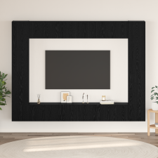 vidaXL TV szekrény garnitúra polcokkal tárolóval ajtóval 10 pcs Fekete tölgy bútor