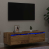 vidaXL TV szekrény LED világítással régi fa 100X35,5x25 cm