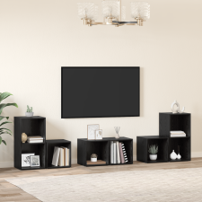 vidaXL TV Szekrény Szett polcokkal tárolóval 6 pcs Fekete tölgy Faanyag bútor
