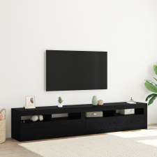 vidaXL TV Szekrények 2 db LED világítással Fekete Tölgy Mérnöki Fa bútor