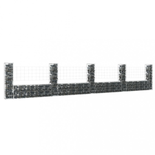vidaXL U-alakú vas gabionkosár 5 oszloppal 500 x 20 x 100 cm kerti bútor