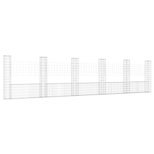 vidaXL U-alakú vas gabionkosár 6 oszloppal 620 x 20 x 150 cm (151286) építőanyag