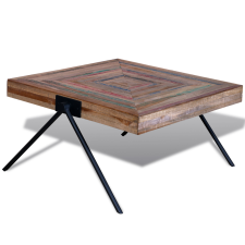 vidaXL Újrahasznosított tíkfa kávézóasztal V alakú lábakkal bútor