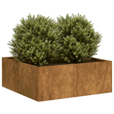 vidaXL ültető rozsdás 80x80x30 cm időjárásálló acélból kerti tárolás