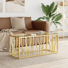 vidaXL üveg és rozsdamentes acél dohányzóasztal 110x45x45 cm bútor