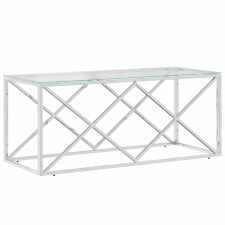 vidaXL üveg és rozsdamentes acél dohányzóasztal 110x45x45 cm (349961) bútor