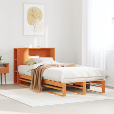 vidaXL viaszbarna tömör fa könyvespolcos ágy matrac nélkül 90 x 190 cm ágy és ágykellék