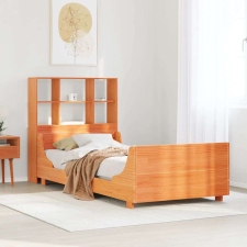 vidaXL viaszbarna tömör fa könyvespolcos ágy matrac nélkül 90 x 190 cm ágy és ágykellék