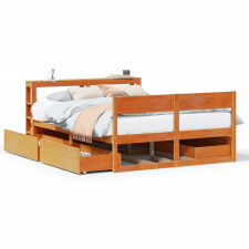 vidaXL viaszbarna tömör fenyőfa ágy matrac nélkül 120 x 190 cm (3306401) ágy és ágykellék