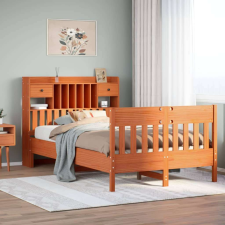 vidaXL viaszbarna tömör fenyőfa ágy matrac nélkül 135 x 190 cm ágy és ágykellék