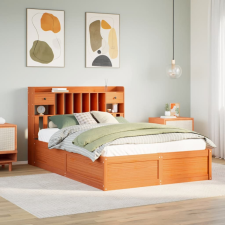 vidaXL viaszbarna tömör fenyőfa ágy matrac nélkül 140 x 190 cm ágy és ágykellék