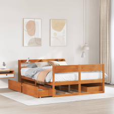 vidaXL viaszbarna tömör fenyőfa ágy matrac nélkül 140 x 200 cm ágy és ágykellék