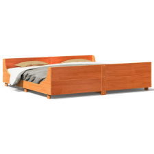 vidaXL viaszbarna tömör fenyőfa ágy matrac nélkül 200 x 200 cm (3302272) ágy és ágykellék