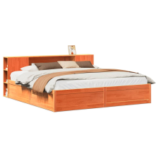 vidaXL viaszbarna tömör fenyőfa ágy matrac nélkül 200 x 200 cm (3323406) ágy és ágykellék