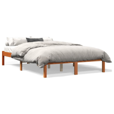 vidaXL viaszbarna tömör fenyőfa ágykeret 135 x 190 cm ágy és ágykellék