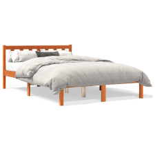 vidaXL viaszbarna tömör fenyőfa ágykeret 135 x 190 cm ágy és ágykellék